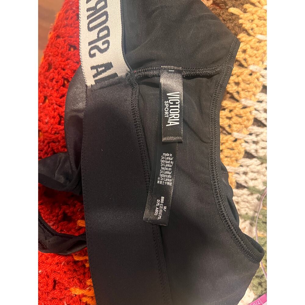 Victoria Sport "The Player" Racerback Sports Bra - Black Shiny Metallic Cutout M - Picture 5 of 6